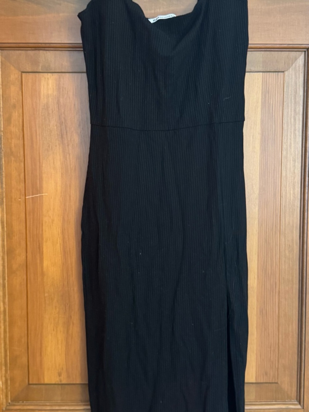 Reformation Black Ribbed Midi Dress